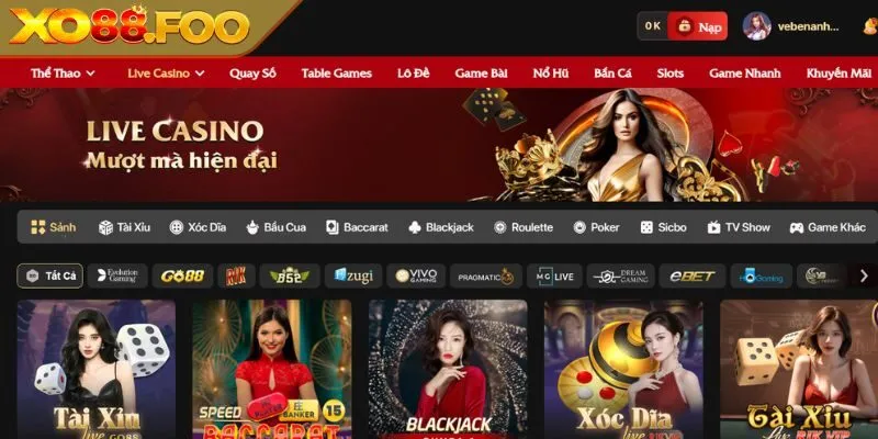 Tìm hiểu sảnh Casino Xo88